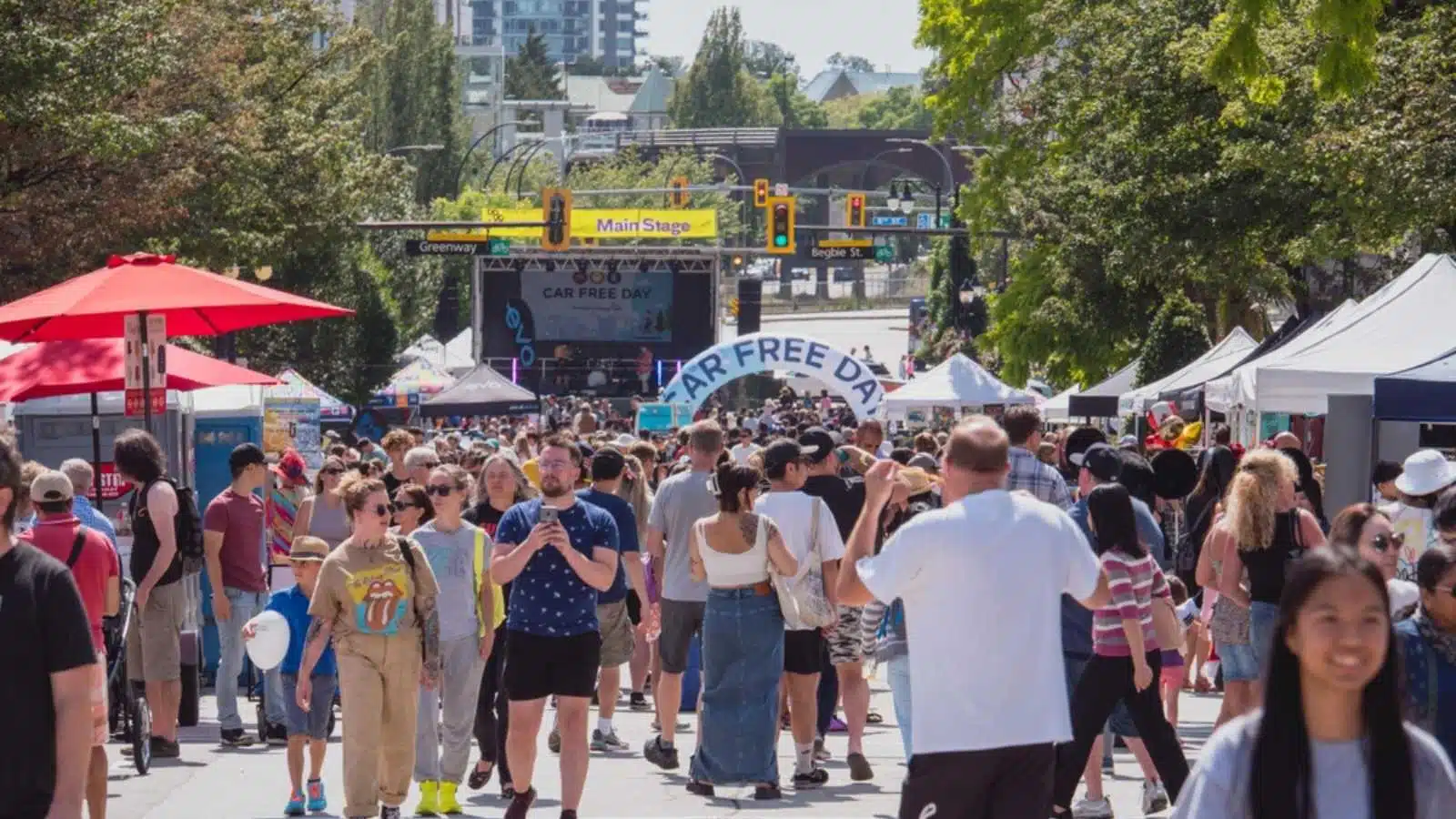 New Westminster, BC Canada - July 29, 2023: Car Free Day street festival.