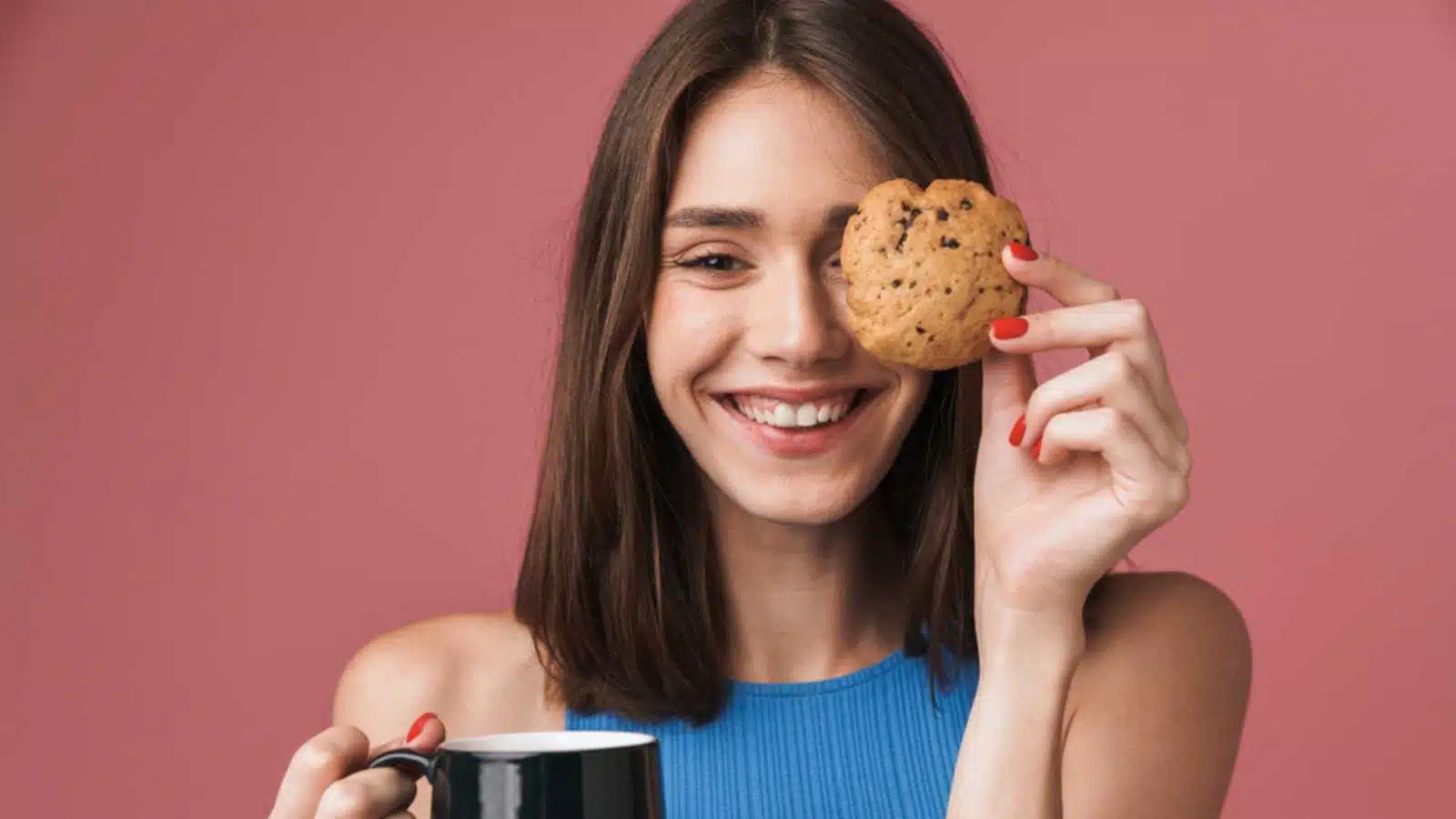 Woman eating cookies