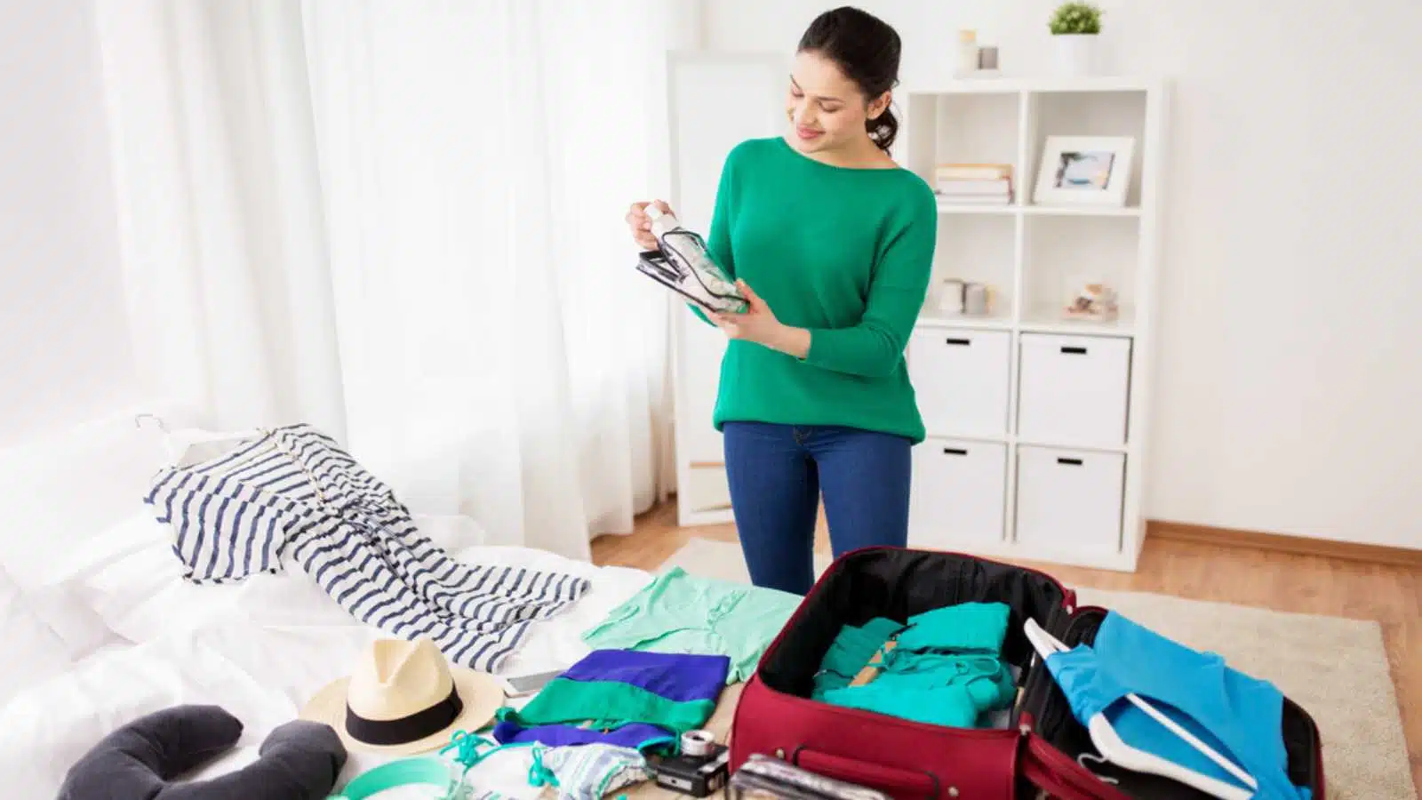 Woman packing for travel