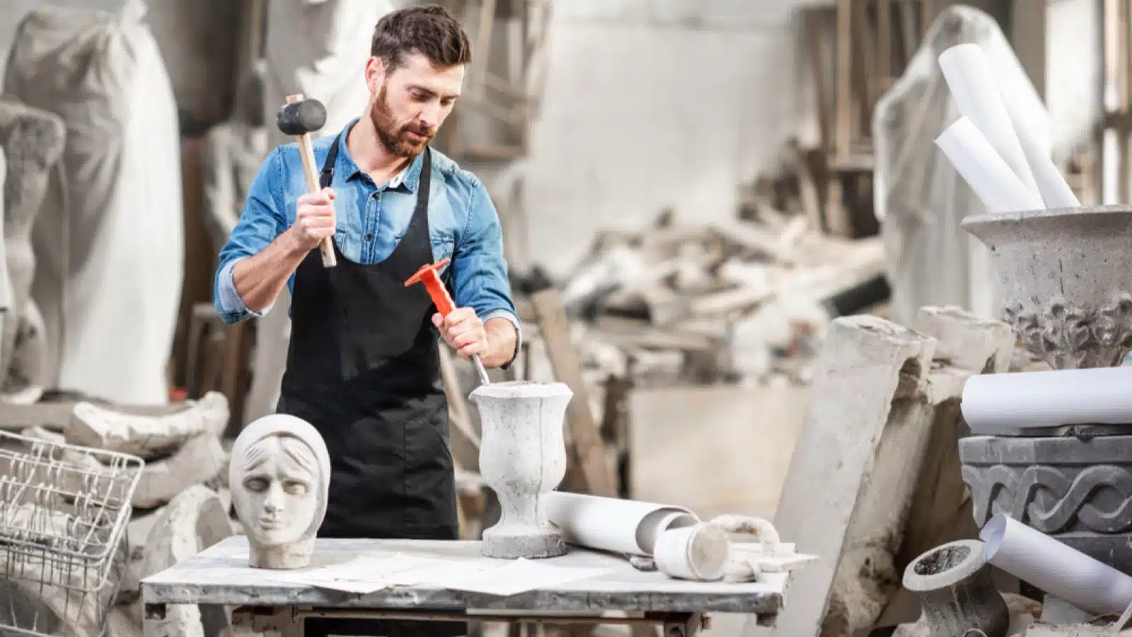 Man sculpting